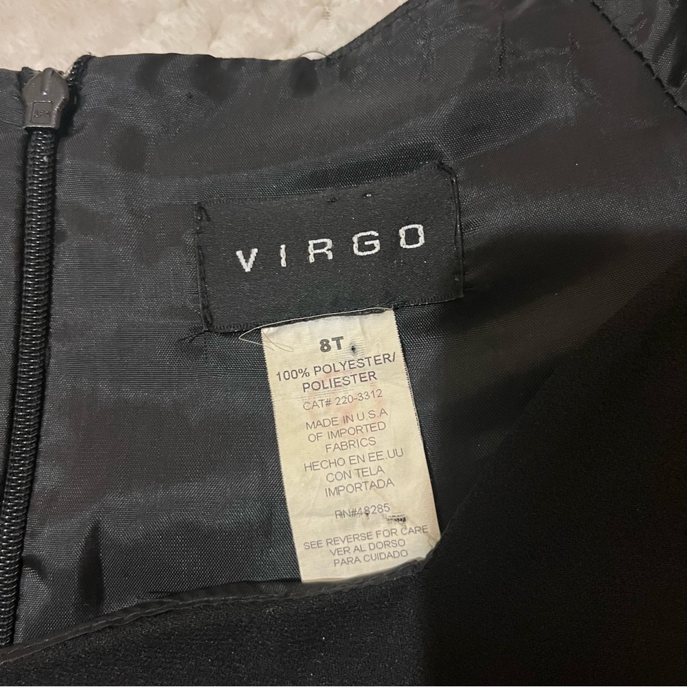 Virgo Black Sheath Dress Short Sleeves Formal Elegant Fitted Classic Womens 8T - Picture 4 of 6